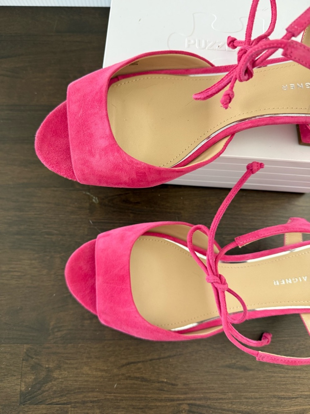 Etienne Aigner Pink Suede Sandals - Picture 10 of 12